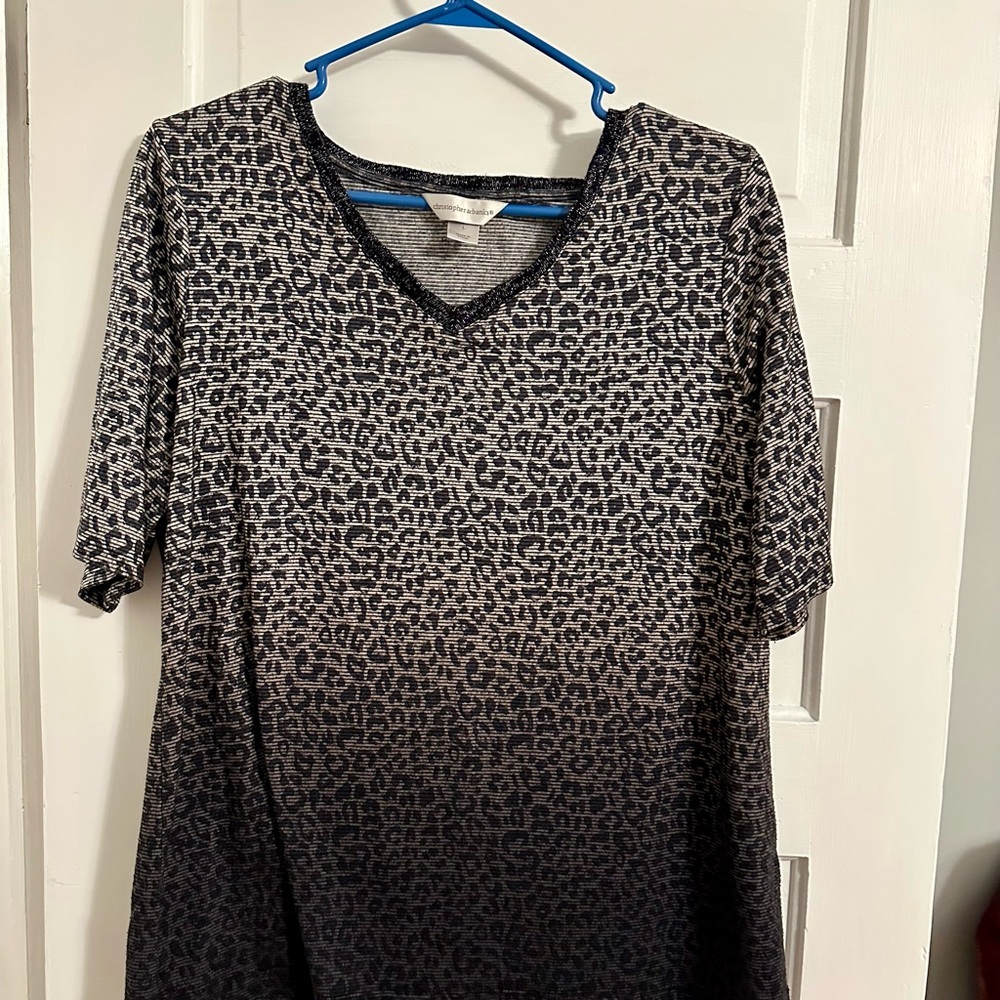 Christopher & Banks Black and Gray Striped Top
